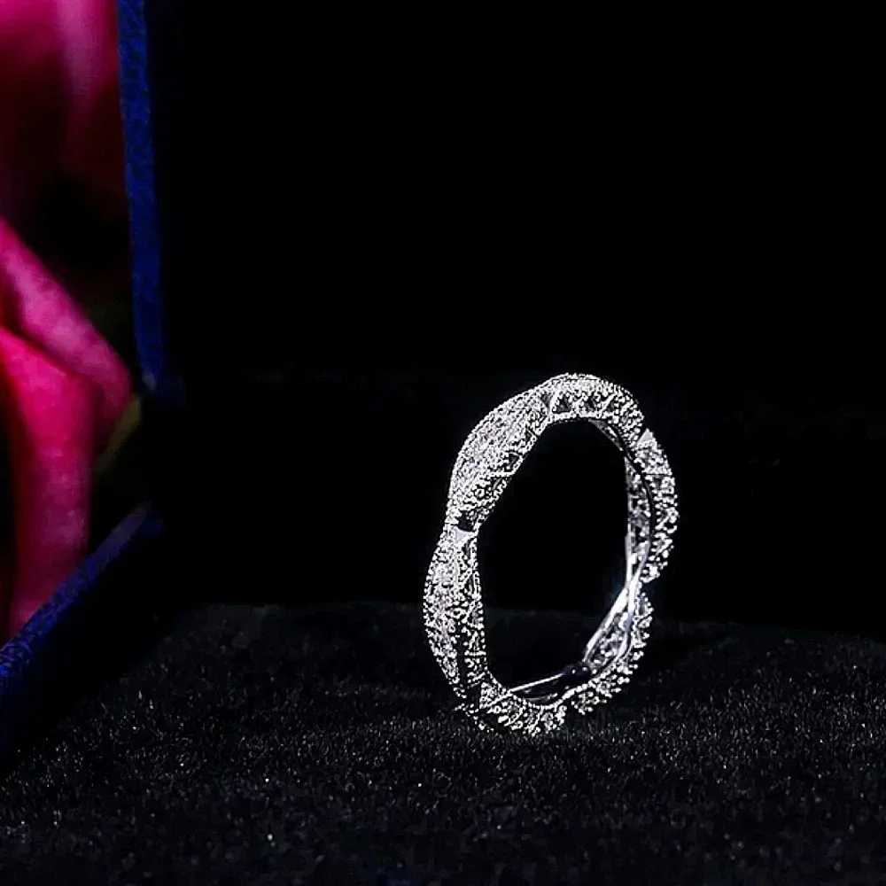 NEW Women's Gold Plated Silver Eternity Simulated Diamond Band Ring‎ Sz 10